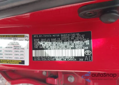 2008 Toyota Matrix z USA, uszkodzony, nr VIN 2T1KR32E58C694338